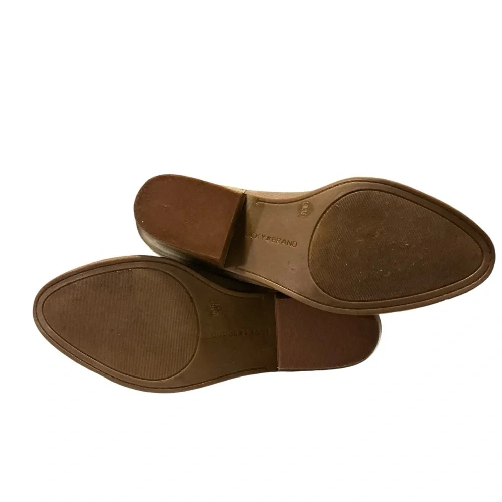 Lucky Brand Fahmida Taupe/Fawn Ankle Suede Booties shoes‎ size 7.5